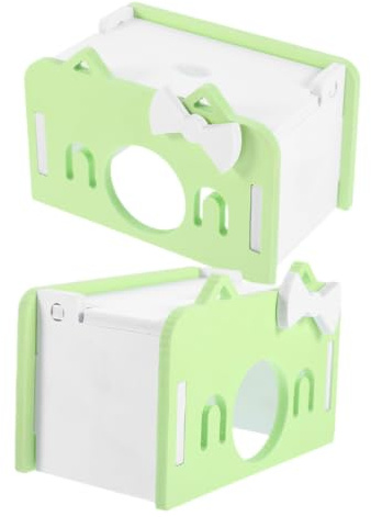 MAGICLULU Cachettes pour Cobayes en PVC 2pcs Maison de Hamster Légère Verte Sûre à Manger Câliner pour Jeux et Repos en Cage