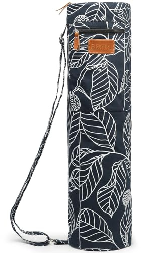 ELENTURE Canvas Yoga Mat Bag with Adjustable Strap & Pockets, Full-Zip Travel Gym Tote for Women & Men, Fits 1/4 & 1/3 Thick Mats, Lightweight Carrier for Yoga, Studio, Workout, Outdoor Use