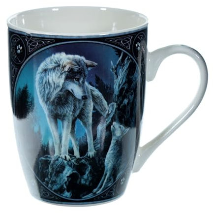 Puckator Tazza in Porcellana 300ml con stampa di Lupo Guida con Cucciolo, Design di Lisa Parker