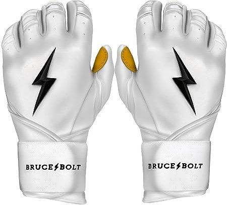 BRUCE BOLT 2020 Premium Pro Baseball-Schlaghandschuhe mit langer Manschette, Cabretta-Leder, mit Handschuhtasche, Größe S, LWYS
