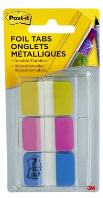 Post-it Foil Tabs, Iridescent Colors, 36 Tabs/Pack, 1 in x 1.5 in (686-FLOPBT)