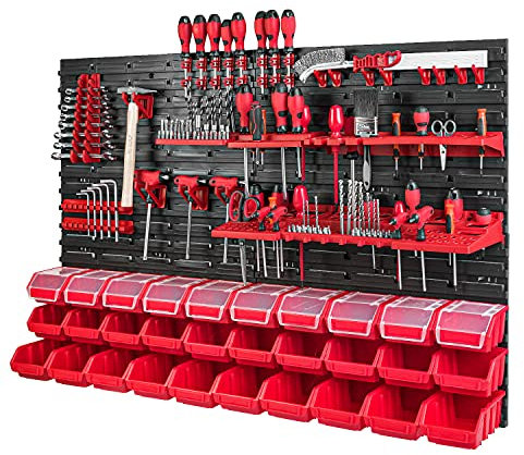 PAFEN Panneau Mural Porte-Outils - Rangement Outil - Armoire Garage - Tableau Organisation - Étagère Murale Empilable pour Atelier - 30 pièces - 1152 x 780 mm