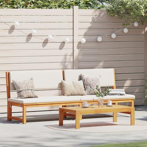 SKTQYQO Lettino prendisole 3-in-1 in legno massello di acacia regolabile e pieghevole per esterni, schienale multi-posizione fino a 75 gradi, design elegante e resistente alle