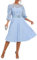 IWFEV Lace Pleated Midi Dress With Puff Sleeve - Mid-Calf Length, Hollow Design for Party and Evening Wear - XL, Light Blue