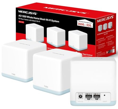 MERCUSYS Halo H30(3-pack) AC1200Mbps Mesh Wi-Fi System, TP-Link Mesh System, Router, Extender Booster, 3,500ft²(320 m²), Seamless Roaming, Easy Setup