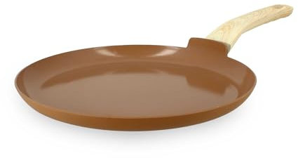 MENASTYL - Crêpière 26cm Colorama noisette - En Aluminium - Revêtement antiadhésif en céramique - Tous feux dont induction