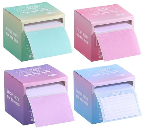 Bagentry 4 Sticky Full Adhesive Notes Roll Tape with Pull Out Dispenser Boxes, 1024 Sheets Sticky Notes 1.7 x 2.4 Inch, Self-Stick Memo Pads Sticker Label for Noting Writing (4 Colors)