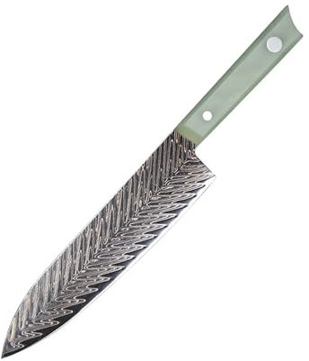 FBITE Cuchillo de cocina afilado de cobre, latón, acero damasco, cuchillo de Chef profesional, herramienta for cocinar salmón Sashimi, mango G10