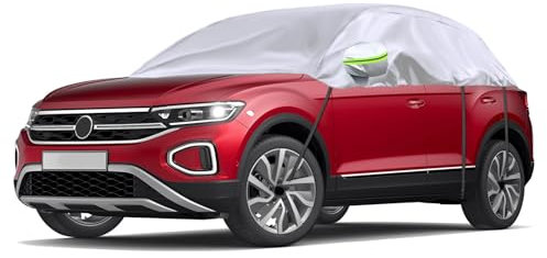 Autoabdeckung Wasserdicht Ersatz für VW T-ROC 2017-2024, Sonnenfest Hälfte Autoabdeckung, Halbgarage UV Beständige Halbe Auto Abdeckplane Staubdicht Schneefest Outdoor Indoor