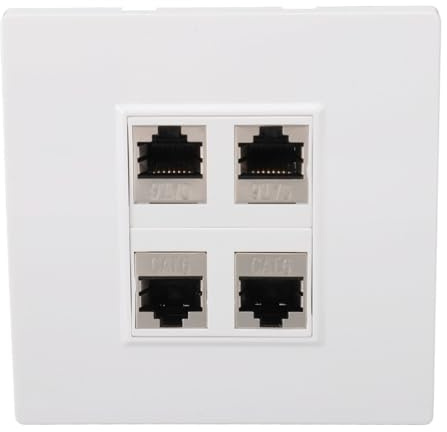 Plaque Frontale Ethernet CAT6, 4 Ports Femelle à Femelle, Plaque Murale pour Câble Ethernet, Boîte de Prise Réseau pour CAT5 CAT5E CAT6 CAT6A