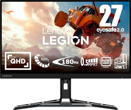 Lenovo Legion R27qe 27 inch Gaming Monitor | QHD, 1440p, 180Hz, IPS, 0.5ms, HDMI, DP | AMD Freesync | PS5, Xbox, PC screen