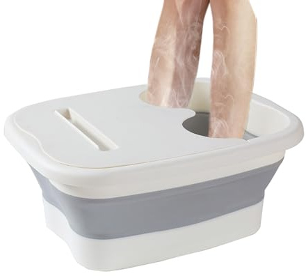 Collapsib-le - Vasca da bagno pieghevole per pediluvio, con rulli massaggianti, per alleviare lo stress, secchio pieghevole, grande vasca da bagno per piedi