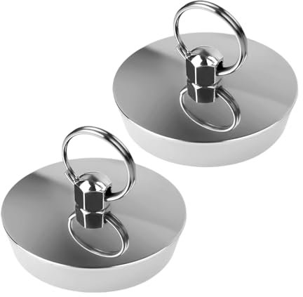 2 tapones para bañera o lavabo, de acero inoxidable, 4,6 cm
