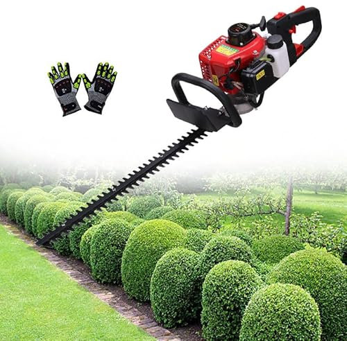 WEIMILOR Cortasetos a Gasolina de 2 Tiempos y 23,66 CC con Cuchilla de 1500 h de Vida útil y Filtro de Aire Doble, Longitud de Corte de 60 cm, Caja de Cambios Resistente y Mango Giratorio de 180°