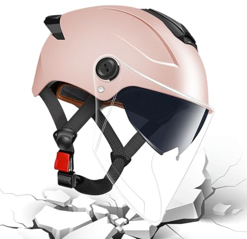 Casco De Motocicleta - Hombres Y Mujeres Aprobado | Casco Moto Abierto Con Visera Anti Rayas | Casco De Doble Visera, Equipo De Protección Para Carreras Callejeras, Motocross, Scooters, Motos Deportiv