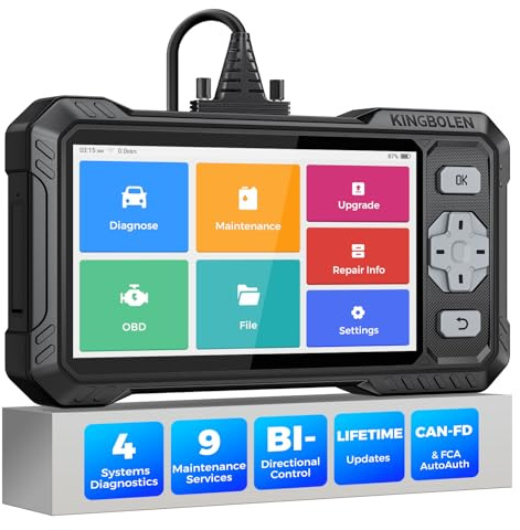 KINGBOLEN OBD2 Scanner S608, 2026 Bidirectional Scan Tool for ABS/SRS/Transmission/Enigne, 9 Reset Oil Brake DPF Bleed Gear Injector Throttle BMS SAS, CAN FD & FCA/Renault SGW, Lifetime Free Update