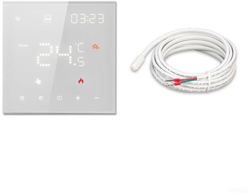 Smart termostat, WiFi LCD pekskärm display temperaturkontroll för Tuya-app röststyrning gaspanna elektrisk golvvärme fjärrkontroll smart hem (vit elektrisk)