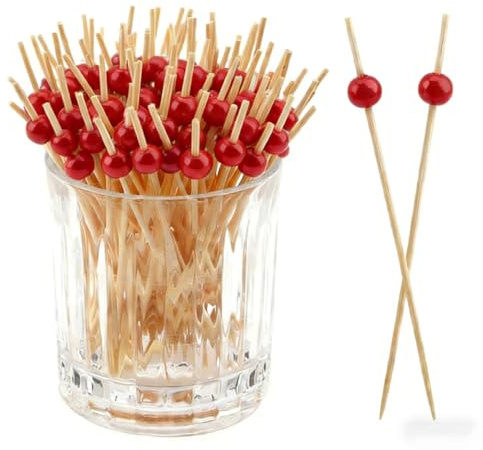 12 CM Palillos de Cóctel, 100 piezas, Palillos para Aperitivos, Accesorios de Cóctel Brochetas de Madera, Brochetas de Frutas, para Frutas, Cumpleaños, Fiesta, Pasteles, Postres