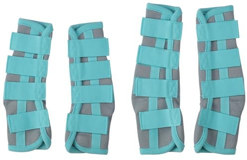 Gallopoff Lot de 4 guêtres anti-mouches pour cheval - Protection efficace contre les freins et les moustiques - Guêtres en maille respirante - Réglable avec fermeture - Pour pattes avant et arrière