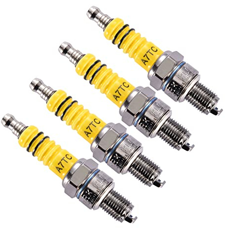 GOOFIT 4 Pcs A7TC Encendilla Reemplazar para Motorcycle 50cc 70cc 90cc 110cc ATV 150 Moped Go Kart Scooter High Performance Encendilla