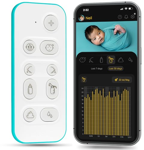 Nubo One-Touch Fastest Baby Tracker - Smart Baby Monitor for Tracking Sleep, Diaper, & Feeding - Mobile App, Alexa Skill and AI Predictions