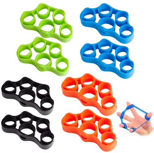 DALAETUS 8 Stück Handtrainer Ring Set, Fingertrainer Silikon, Handgriff-Stärkungsband für Arthrose, Klettern, Muskeltraining, Kraft Steigern Krafttranieren