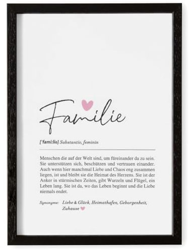 Fjllrven Definition Poster & Kunstdrucke | Weihnachtsgeschenke Familie Geschenk | Wandbilder Wohnzimmer | Weihnachten Geschenke für Familie Geburtstag | Wanddeko Deko Wohnzimmer | DINA A4 mit Rahmen