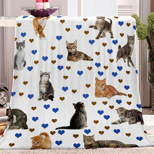 Kuscheldecken Sofaüberwurf Weiche Flauschige Decke 180x200cm Druck Mit Tiermotiv Und Katzenmotiv Decke für Bett und Couch, Tagesdecke - Gemütliche Flanelldecke, Warme Decken für Herbst Winter