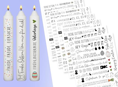 Sugeru® 6 X DIN A5 kerzenfolie(200+Muster), Kerzentattoo Wassertransferdruck | Wasserschiebefolie kerzen dekorieren| kerzenaufkleber sticker | Lieblings Person,Valentinstag (OsternⅡ)