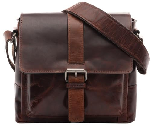 SID & VAIN Umhängetasche echt Leder - Messenger Bag Graham - Schultertasche mit Schultergurt - Ledertasche Herren und Damen braun handgefertigt