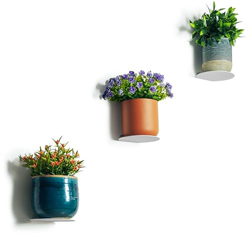 Supporto da parete per piante artificiali e naturali decorative, fioriere per interni, fioriere per esterni, colore bianco, 3 pezzi