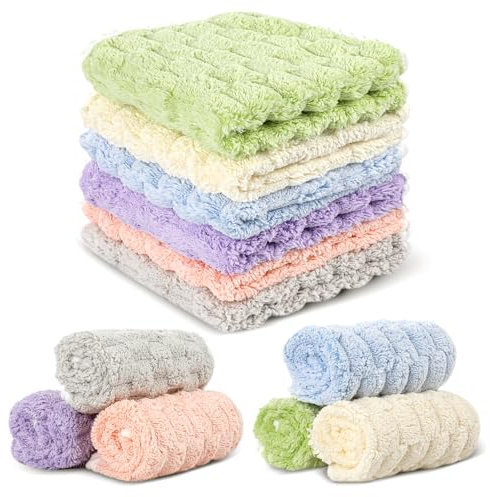 PHOGARY Paquete de 6 Paños de Franela de Microfibra Reutilizables y Lavables para Limpieza Facial (12 x 12 Pulgadas)