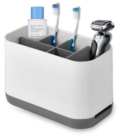 Flintronic Porta Spazzolini Bagno, Organizer Portaspazzolino Elettrico da Bagno, Spazzolino da Denti Staccabile Stand, 6 Scomparti Regolabile per Il Bagno, Porta Spazzolini Multifunzionale, Grigio