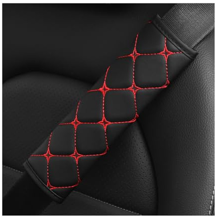 HZEL 2PCS Car Seat Belt Cover, Breathable Leather Automotive Safety Seatbelt Shoulder Strap Protector, Soft Harness Pad to Protect Neck Shoulder, Universal Vehicle Interior Accessories (Red)