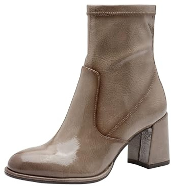 Tamaris Bottines à talon pour femme 1-25357-41 - Taupe - Brevet - Taille 39 EU, Couleur : taupe, 39 EU