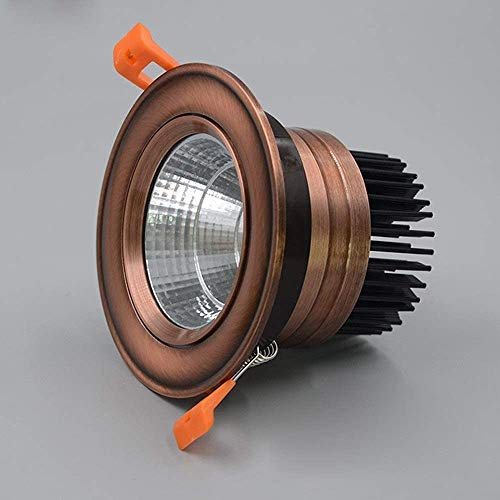 Antique Copper LED Recessed Downlight | Waterproof 5W 9W Bright Spotlight | Ceiling Panel Light for Bathroom, Bedroom, Kitchen | Aluminum Construction
