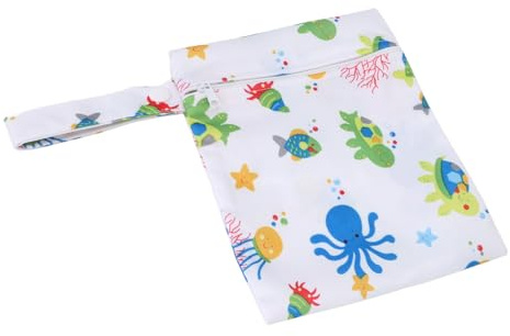 ZASCHMOY Sacs Secs Humides Sac à Couches Sac à Eau Résistante à la Fermeture à Glissière Réutilisable pour Les Parents sur Le Mouvement Sacs de Couches en Tissu Imprimées de Maillot de (B17)