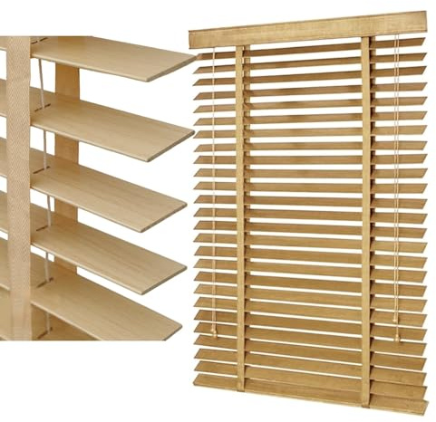 Store vénitien Bois Lamelles 50 mm, Store fenetre Interieur, persienne Interieur occultant, Matériel de Montage Inclus