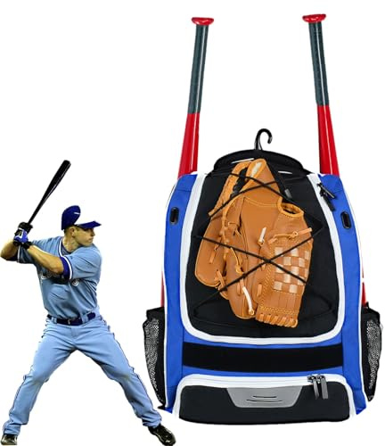 Borsa da baseball, borsa da baseball per adulti, borsa da baseball per ragazzi, borsa per attrezzature, impermeabile, antistrappo, grande scomparto principale, per racchette, porta guanti, caschi,