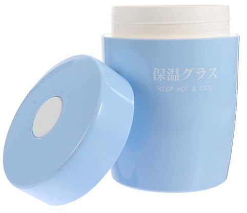 BESTonZON Thermal Soup Cup with Lid, Heat-insulated Breakfast Milk Cup, Portable Sealing Porridge Jar for Travel and Office Use, Sky Blue
