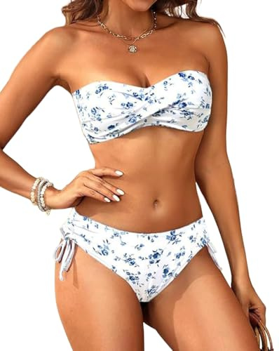Minetom Maillots de Bain 2 Pièces Femme Bandeau Bikini Set | Été, Push Up, Swimsuit Ensembles, Réglable Swimwear, Beachwear, pour la Plage, les Vacances, la Piscine