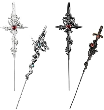 UJBVCX 4 Pezzi Vintage Ear Cuffs Piercing Gothic Piercing Ear Cuff Orecchini Ear Crawler Gancio per Donna