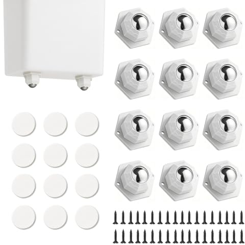 12 Pièces Roulettes Pour Meubles, Roulettes À Billes 360° Silencieuses,Charge Lourde Jusqu’à 300kg,Auto-adhésives et Vis Fixation,Roulettes à Billes pour Meubles,Idéal Pour Cuisine,Canapé Bureau