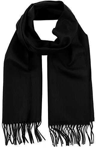 D&Y Unisex Classic Softer Than Cashmere Plain Fringe End Scarf, Black