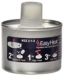 Hollowick Easy Heat Chafing Fuel, 2-1-3 Hour 3.6 Oz Adjustable Heating Liquid Wicked Canned Heat for Food Buffet Burner with Pop Top, Safe Non-Flammable Liquid, 48 Can Pack