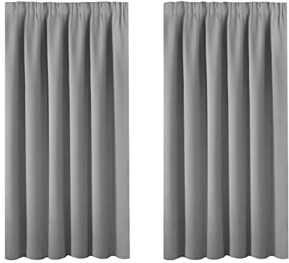 BellaHills Blackout Curtains Thermal Insulated Window Treatment Solid Pencil Pleat Darkening Curtain for Living Room Bedroom Nursery 46 x 54 Inch, 2 Panels, Grey