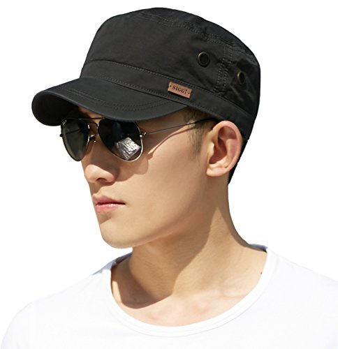 Comhats Unisex Mens Cotton Army Caps Military Hats Baseball Sun Hat Trucker Cadet Combat Cap for Men 63-65CM Black XL