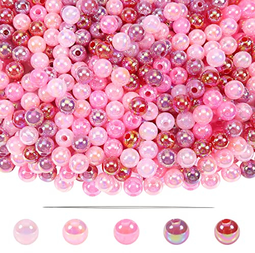 TOAOB 1 000 st pärlor armband 6 mm pärlor för modesmycken serie röd