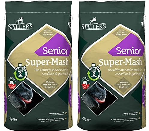 SPILLERS Senior Super-Mash Horse Feed 20kg x 2 – High in Digestible Fibre to Support Gut Health – Horse Pellets with Vitamins E & C – Ideal for Senior Horses with Poor Teeth