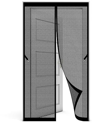 Porte Moustiquaire Magnétique Rideau 60 x 180 cm Moustiquaire Aimantée Fenetre Empêche Les Insectes D'Entrer Rideaux Anti Mouche pour Portes Balcon Cave Salon Camping car, Noir